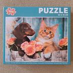 Puzzel met teckel en kitten, Ophalen of Verzenden, Zo goed als nieuw