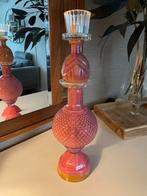 Vintage Glazen Kandelaar Rose, Huis en Inrichting, Woonaccessoires | Kandelaars en Kaarsen, Overige kleuren, 25 tot 50 cm, Ophalen of Verzenden