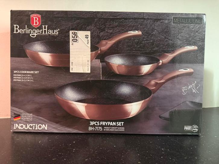 2 koekenpannen - Berlingerhaus, Huis en Inrichting, Keuken | Potten en Pannen, Zo goed als nieuw, Pannenset, Rvs, Ophalen of Verzenden