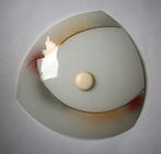 vintage jaren '60/'50 schaal plafondlamp/plafonnière glas D., Huis en Inrichting, Lampen | Plafondlampen, Ophalen, Gebruikt, Glas