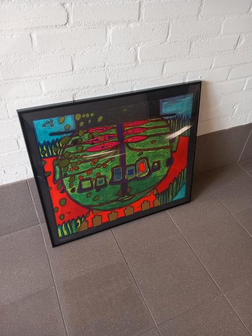 Kunst Hundertwasser grűner buddha mit hut (oeuvre 567) Ehv, Antiek en Kunst, Kunst | Schilderijen | Abstract, Ophalen of Verzenden