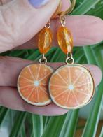 Vrolijke Oranje Oorbellen "sinasappel" #30555, Overige materialen, Hangers, Nieuw, Oranje