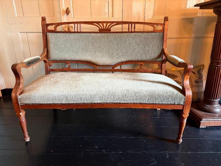 Antieke Art Nouveau Salonbank ca. 1900, Antiek en Kunst, Antiek | Meubels | Stoelen en Banken, Ophalen of Verzenden