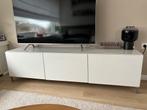 Tv meubel besta IKEA wit hoogglans met glazen blad, Minder dan 100 cm, 25 tot 50 cm, Zo goed als nieuw, Ophalen