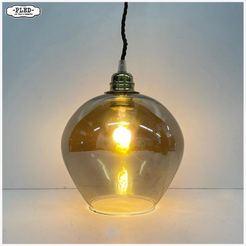 Qazqa hanglamp, rookglas, bol - snoer en fitting, Huis en Inrichting, Lampen | Hanglampen, Gebruikt, Minder dan 50 cm, Kunststof