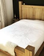 Robuust bed van doorleefd eikenhout, landelijk bed stoer, Nieuw, 160 cm, Bruin, Hout