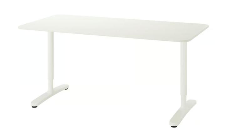 IKEA bureau BEKANT | wit | 140x80 cm | in hoogte verstelbaar, Huis en Inrichting, Bureaus, Zo goed als nieuw, Bureau, In hoogte verstelbaar