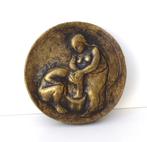 Bronzen wandbord vrouw die haar van meisje wast 3887-b, Ophalen of Verzenden