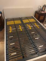 Bed 140 bij 200 incl lattenbodems Bossflex beterbed, Ophalen, Wit, Tweepersoons, 140 cm