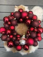 Rode kerstballen krans – kerstdecoratie / deurkrans, Ophalen of Verzenden