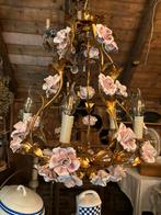 Gerestaureerde Italiaanse kroonluchter  porseleinen roosjes, Antiek en Kunst, Antiek | Lampen, Ophalen of Verzenden
