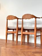 Vintage stoelen set 4 eiken Henning Kjærnulf E.G. Møbler, Ophalen, Gebruikt, Bruin, Vintage