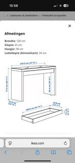 Witte kaptafel met glazen blad, 100 tot 150 cm, Ophalen of Verzenden, Minder dan 100 cm, Modern