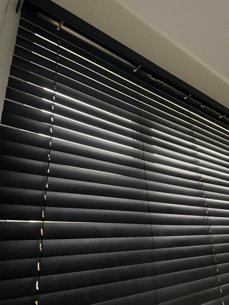 5 Zwarte Houten Jaloezieën - Verschillende Maten, Ophalen, Minder dan 50 cm, Gebruikt, 100 tot 150 cm