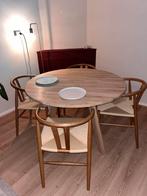 Ronde eettafel • Woood Tablo tafelonderstel + blad 120cm, 100 tot 150 cm, Rond, Eikenhout, Vier personen