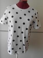 Wit t-shirt met zwarte polkadots - Pieces, Wit, Ophalen of Verzenden, Zo goed als nieuw, Korte mouw