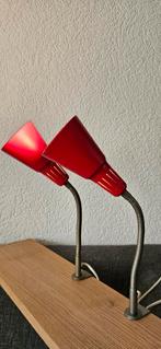 Vintage rode IKEA kvart Klemspots - Set van 2, Huis en Inrichting, Lampen | Vloerlampen, Ophalen of Verzenden, Gebruikt, Minder dan 100 cm