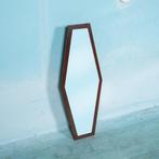 Hexacon art deco spiegel 50s l vintage mirror stained oak, Ophalen of Verzenden, Gebruikt