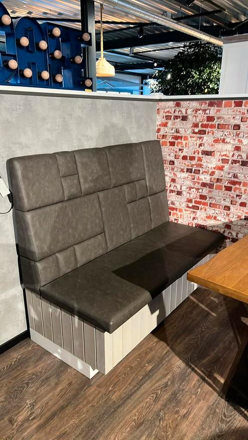 Diner Bank | Eetkamerbank | Horeca | Grijs, Huis en Inrichting, Banken | Bankstellen, Nieuw, 150 tot 200 cm, Hout, Kunststof, Leer