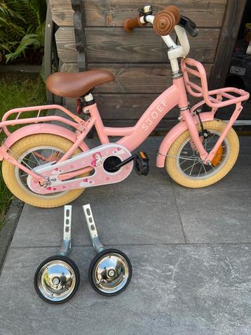 Roze Sjoef Kinderfiets 12 inch als nieuw! Incl zijwieltjes beschikbaar voor biedingen