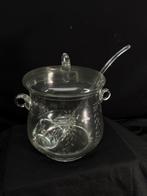 Antieke Glazen Punchbowl met Lepel en Deksel, Ophalen