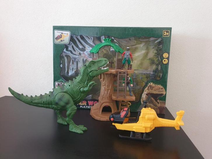 Dino T-rex met licht en geluid en helikopter, Kinderen en Baby's, Speelgoed | Buiten | Actiespeelgoed, Zo goed als nieuw, Ophalen of Verzenden