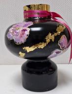 Zwarte vaas met gouden accenten, Zwart, Nieuw, Ophalen of Verzenden, Glas