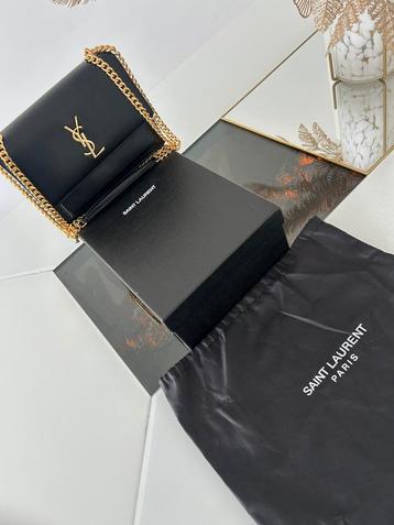 Saint Laurent Sunset Medium Schoudertas – Kalfsleer – Zwart beschikbaar voor biedingen