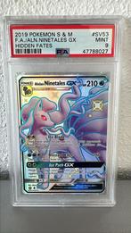 Pokemon Hidden Fates SV53 NINETALES GX PSA 9, Ophalen of Verzenden, Nieuw, Losse kaart, Foil