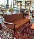 Design bank prachtig ontwerp Beka France '60 teak sofa comfi, 150 tot 200 cm, Rechte bank, Vintage design Deens mid century mcm retro