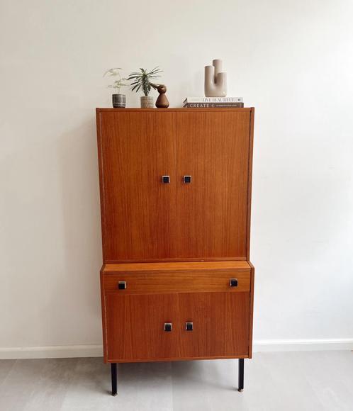 Vintage teakhouten highboard/kast, jaren 60/midcentury, Huis en Inrichting, Kasten | Ladekasten, Gebruikt, 150 tot 200 cm, 50 tot 100 cm
