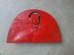 Halfronde clutch van rood leer, heel stijlvol, Lorenzo, Ophalen of Verzenden, Zo goed als nieuw, Rood, Avondtasje