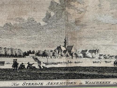 zeeland - Spilman (1745) Het steedje Arnemuiden / Walcheren, Antiek en Kunst, Kunst | Etsen en Gravures, Ophalen of Verzenden