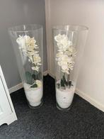 2 glazen vazen inclusief decoratie, Ophalen, Overige kleuren, 50 tot 75 cm, Glas