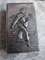 Grote Oude Zilver Kleurige Lucifersdoos Houder - Boer 11 cm, Antiek en Kunst, Verzenden
