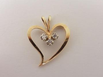 Gouden hart hanger met diamant                           G11 beschikbaar voor biedingen
