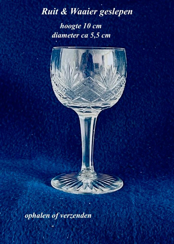 Borrelglas 10 h Ruit & Waaier geslepen Ster in voet Kristal, Antiek en Kunst, Antiek | Glas en Kristal, Ophalen