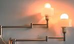set design wandlampen zwenklamp bedlamp geborsteld staal, Huis en Inrichting, Lampen | Wandlampen, Ophalen of Verzenden, Zo goed als nieuw