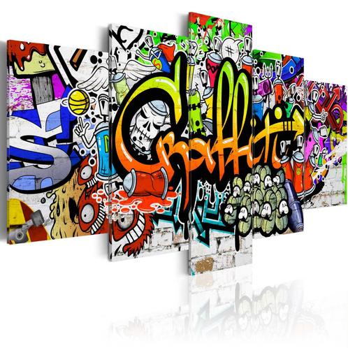186 Graffiti Colors 5 Luik Canvas Schilderij 200x100cm Nieuw, Antiek en Kunst, Kunst | Schilderijen | Modern, Ophalen