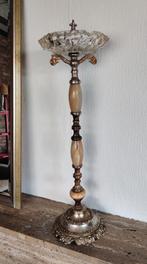 Vintage staande asbak – messing, onyx & kristal – jaren ‘70, Ophalen of Verzenden