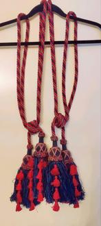 Twee Franse gordijnkwasten embrasses - Rood/Blauw klassiek, Ophalen of Verzenden, Gebruikt