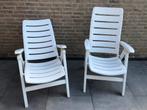 2 kunststof tuinstoelen, Tuin en Terras, Ophalen, Gebruikt, Kunststof, Verstelbaar