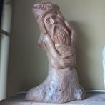 Houtsnijwerk man met papegaai viking tovenaar wood carving, Ophalen of Verzenden
