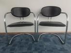 2 VINTAGE EFFEZETA BUISFRAME DESIGN STOELEN ITALIA, Huis en Inrichting, Stoelen, Ophalen, Gebruikt, Twee, Zwart