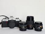 Minolta XG-1(n) kit (35mm, 50mm, 135mm), Audio, Tv en Foto, Fotocamera's Analoog, Ophalen of Verzenden, Zo goed als nieuw, Spiegelreflex