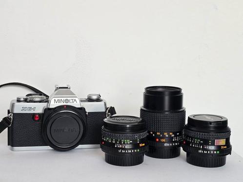 Minolta XG-1(n) kit (35mm, 50mm, 135mm), Audio, Tv en Foto, Fotocamera's Analoog, Zo goed als nieuw, Spiegelreflex, Minolta, Ophalen of Verzenden