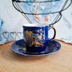Kobaltblauwe vintage demitasse (espresso kop en schotel), Antiek en Kunst, Antiek | Servies los, Ophalen of Verzenden