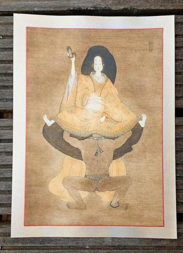 Japanse shunga erotische prent kunst op stevig papier Nr 3 beschikbaar voor biedingen