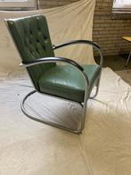 Vintage Gispen 412 GE Mat Chroom Jaren '50 Fauteuil Groen, Huis en Inrichting, Fauteuils, Ophalen, Minder dan 75 cm, Gispen Culemborg
