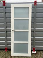 GRATIS Witte stompe deur met melkglas en RVS beslag, Doe-het-zelf en Verbouw, Deuren en Horren, Ophalen, 80 tot 100 cm, Binnendeur